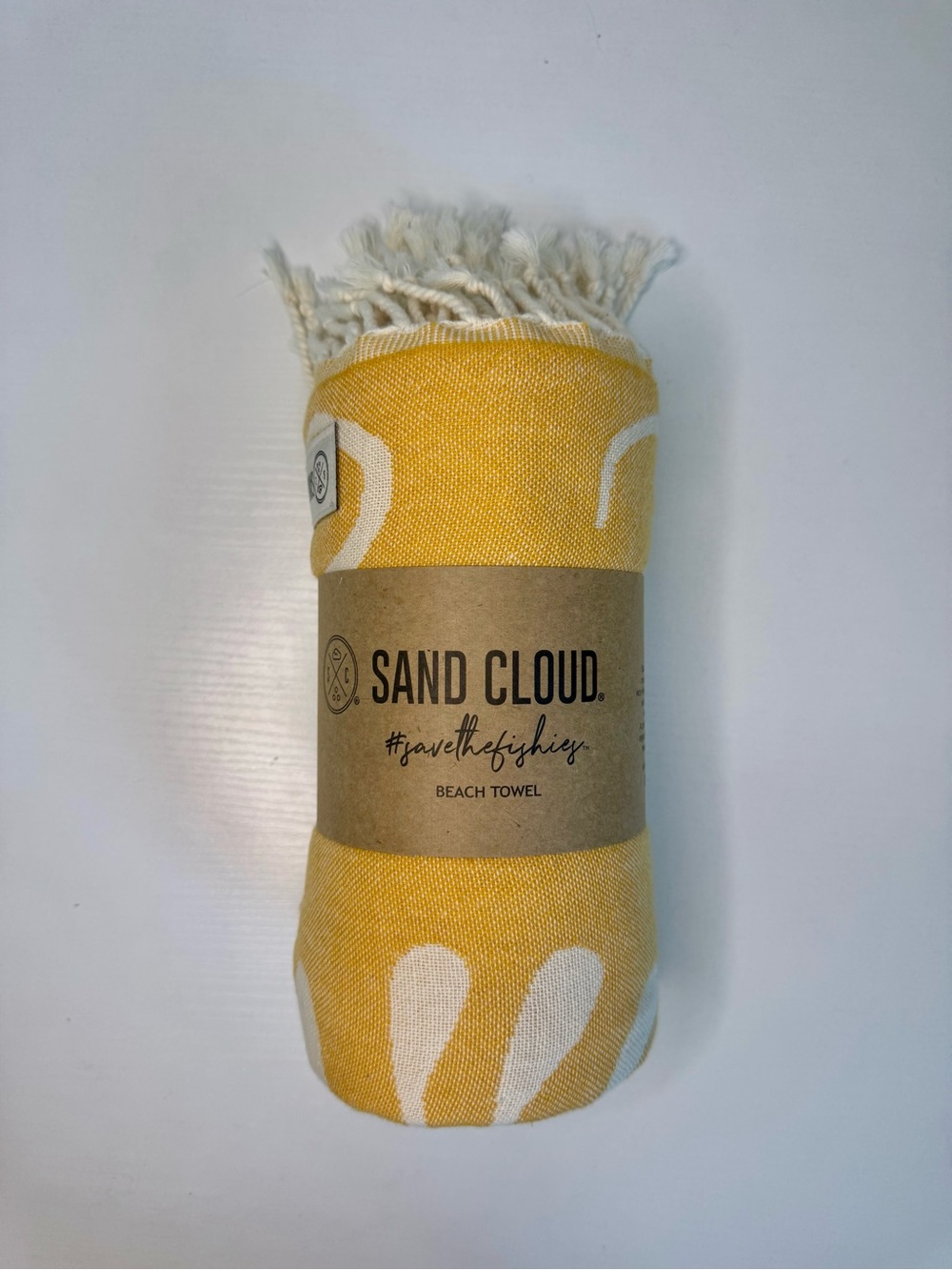 Sand Cloud Beach Towel Lotus Mural Sunflower Yellow 37x67 Organic Cotton New
